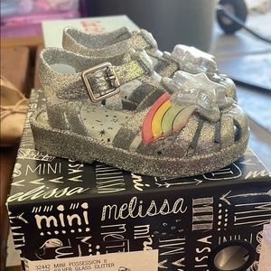 Toddler girls Mini Melissa silver glitter jelly sandals
